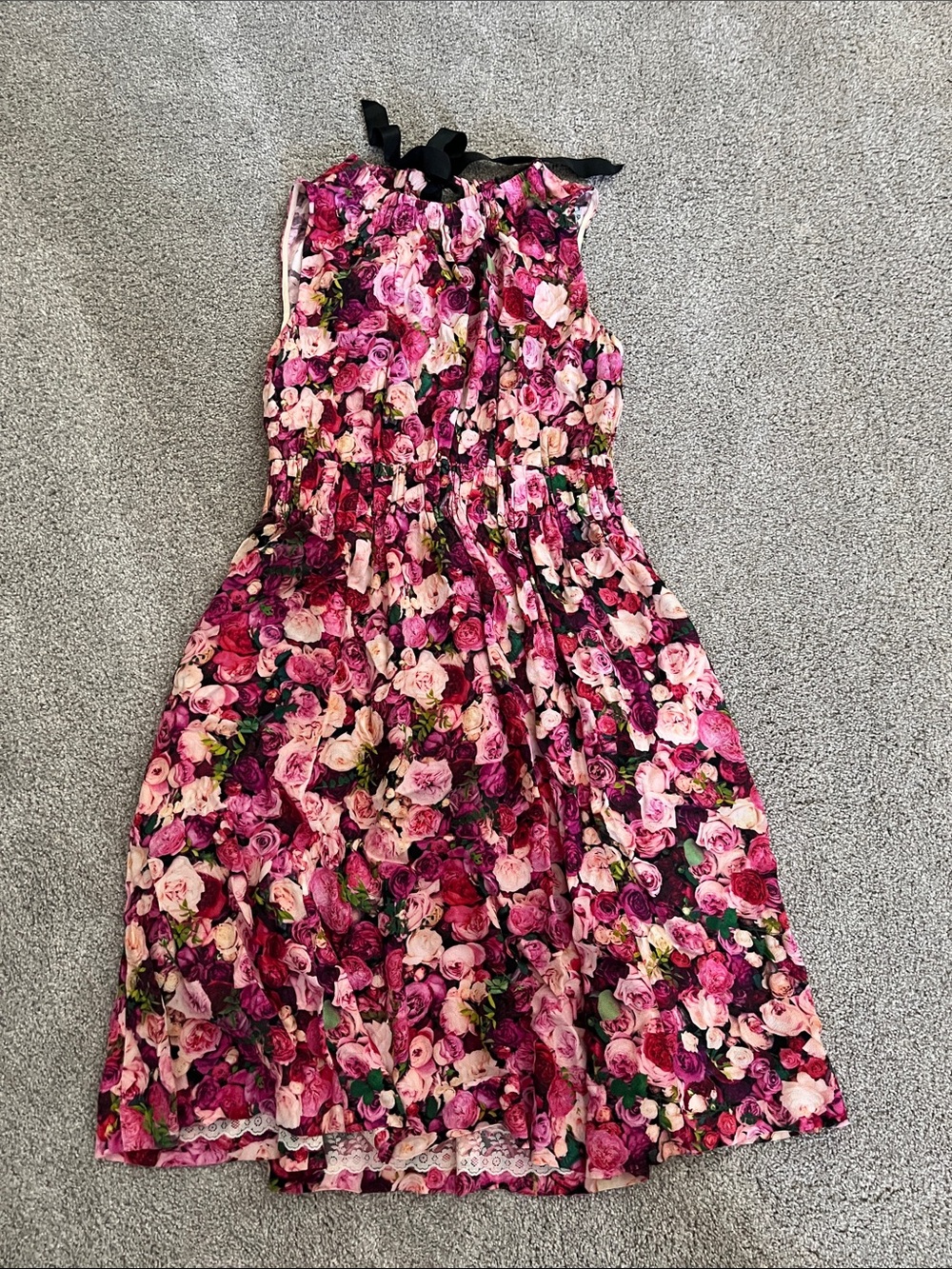 Kate Spade Rose Pink Floral Tie-Neck Dress 6 8